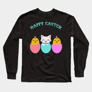 Easter cats Easter bunny Easter egg kitten gift Long Sleeve T-Shirt